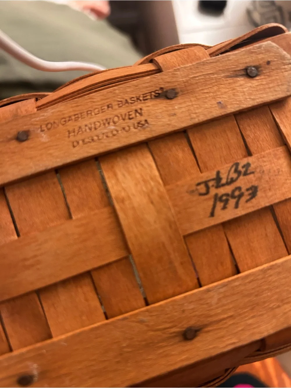 Longaberger Woven Basket with plastic liner for plant use - Warm Brown 1993